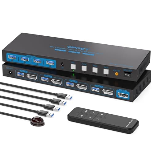 8K DisplayPort 1-Monitor 4-Computer KVM Switch: $69.99