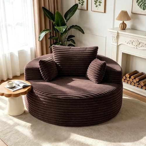 Merikeshomes 55-inch Oversized Round Upholstered Chaise Lounge Chair: $194.65 Merikeshomes 55-inch Oversized Round Upholstered Chaise Lounge Chair: $194.65