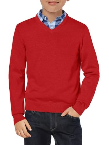 Haloumoning Boys V-Neck Long Sleeve School Uniform Pullover Sweater: $12.74 Haloumoning Boys V-Neck Long Sleeve School Uniform Pullover Sweater: $12.74