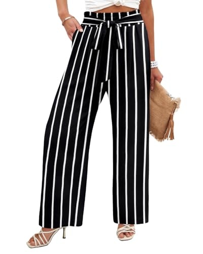Angerella Women's Wide Leg Stripe Palazzo Pants: $25.58