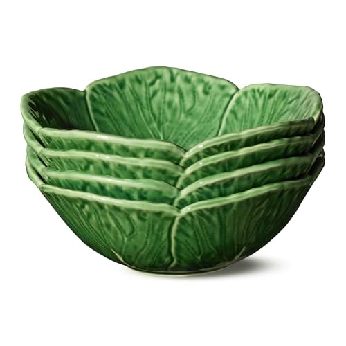Le Jardin 7-inch Sculpted Green Stoneware Bowl 4-Pack: $36.99