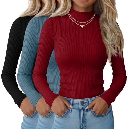 Riyiper Women's Mock Turtleneck Long Sleeve Top 3-Pack: $33.14 Riyiper Women's Mock Turtleneck Long Sleeve Top 3-Pack: $33.14