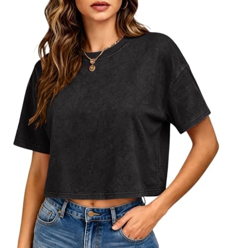 Women's Acid Wash Cropped T-Shirt: $12.73