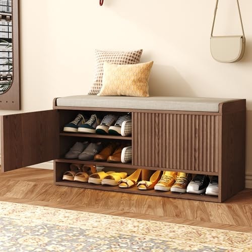 Homefort 39.4-Inch Fluted Shoe Storage Bench: $84.14