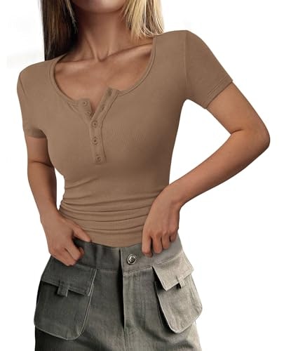 Prettygarden Women's Henley Tee Shirt: $14.98