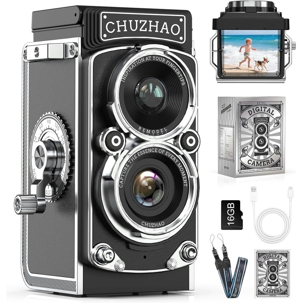 Mini Vintage 12MP Digital Camera with 16GB Memory Card: $27.99