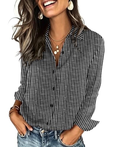Zeagoo Women's Striped Long Sleeve Button-Down Blouse: $16.98 Zeagoo Women's Striped Long Sleeve Button-Down Blouse: $16.98
