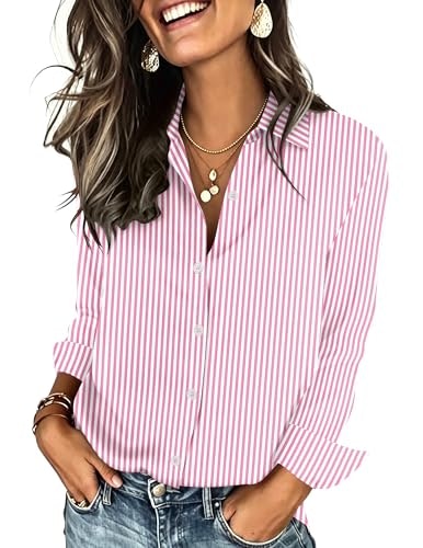 Zeagoo Women's Striped Long Sleeve Button-Down Blouse: $16.12 Zeagoo Women's Striped Long Sleeve Button-Down Blouse: $16.12