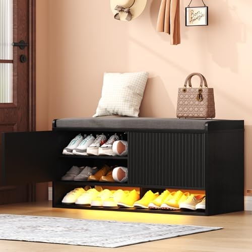 Homefort 39.4-Inch Fluted Shoe Storage Bench: $84.99 Homefort 39.4-Inch Fluted Shoe Storage Bench: $84.99