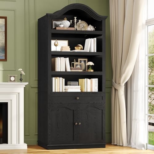 Angrywin 82.7-Inch Arched Bookcase with Drawer and Doors: $159.98 Angrywin 82.7-Inch Arched Bookcase with Drawer and Doors: $159.98