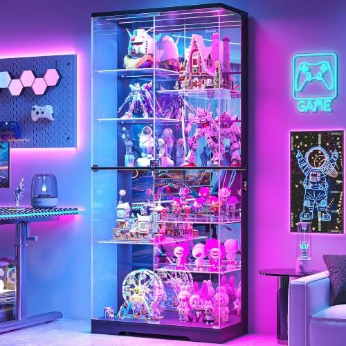 Lvifur 10-Tier Glass Display Cabinet with RGB Light: $189.97