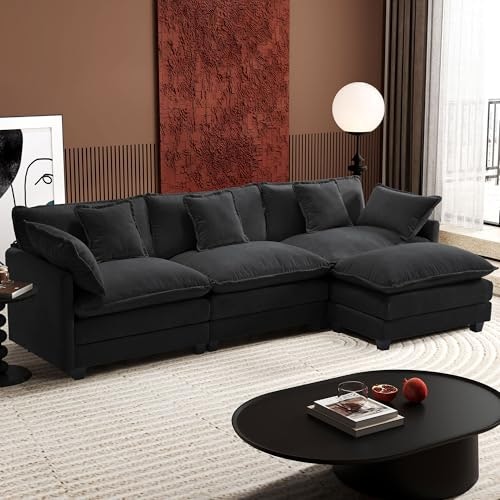 Ihanherry 111.4-inch 4-Seat L-Shaped Modular Chenille Sectional Sofa with Ottoman: $594.99 Ihanherry 111.4-inch 4-Seat L-Shaped Modular Chenille Sectional Sofa with Ottoman: $594.99