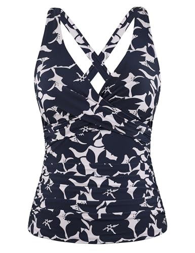 Hilor Navy Floral Underwire Tankini Top: $30.59 Hilor Navy Floral Underwire Tankini Top: $30.59
