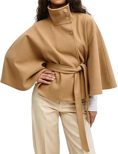 Hooever Women's Wool Blend Batwing Sleeve Poncho Jacket: $45.98 Hooever Women's Wool Blend Batwing Sleeve Poncho Jacket: $45.98