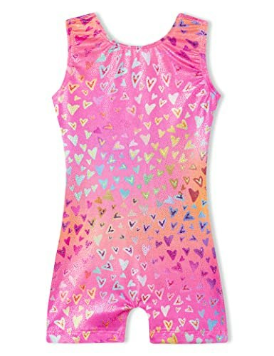 Domusgo Girls' Sparkly Neon Heart Gymnastics Leotard: $8.49