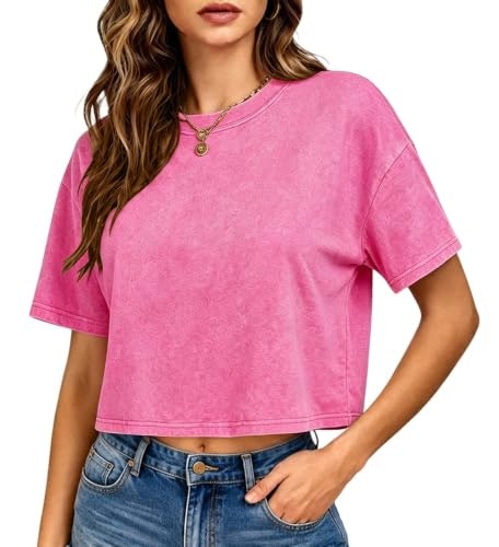 Women's Acid Wash Cropped Short Sleeve T-Shirt: $13.47 Women's Acid Wash Cropped Short Sleeve T-Shirt: $13.47