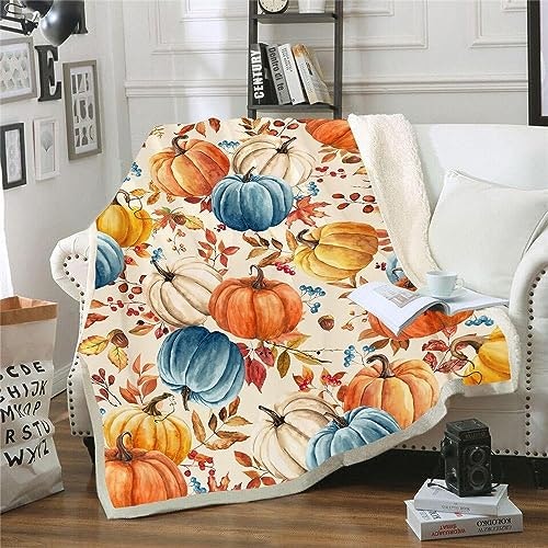 60" x 80" Fall Pumpkins Fleece Throw Blanket: $31.44