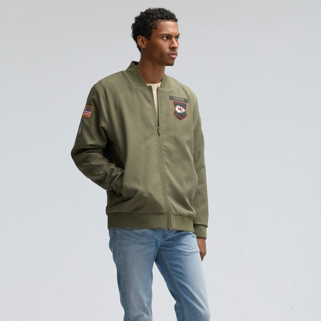 Nike Kansas City Chiefs Salute to Service Full-Zip Bomber Jacket: $129.49