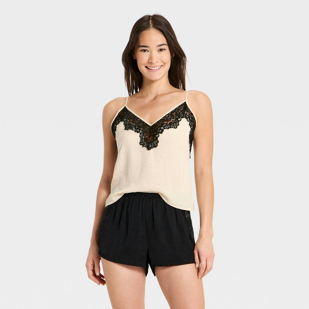 Auden Women's Lace Trim Satin Pajama Tank Top: $20 Auden Women's Lace Trim Satin Pajama Tank Top: $20
