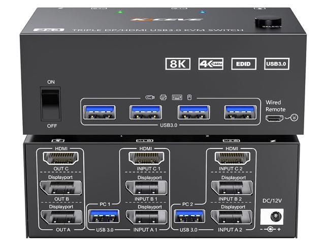 3-Monitor 2-Computer KVM Switch: $153.46