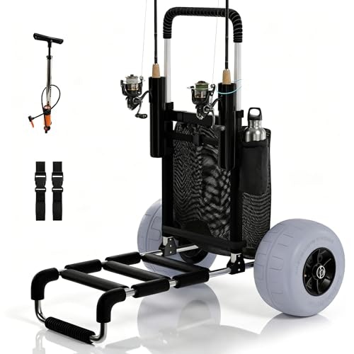 PYY 220-Pound Foldable Aluminum Beach Fishing Cart: $139.99