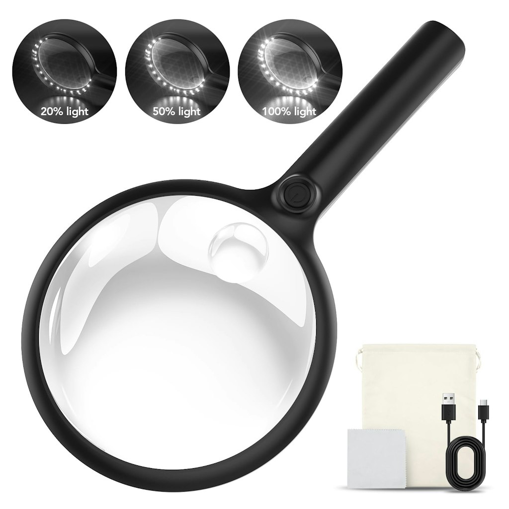 Rechargeable LED Handheld Magnifying Glass: $18 Rechargeable LED Handheld Magnifying Glass: $18