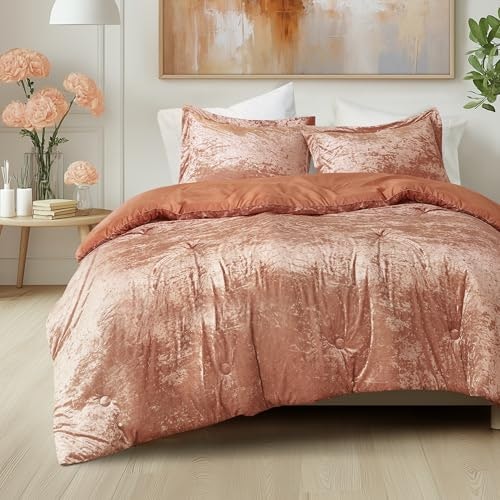 Comfort Spaces Reversible Velvet Queen Comforter 3-Piece Set: $37.49