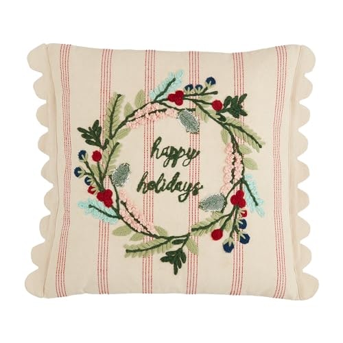 Mud Pie Wreath Striped 18" x 18" Pillow: $37