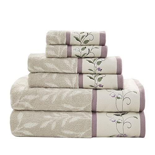 Madison Park Serene Cotton Embroidered Bath Towel 6-Piece Set: $43.38