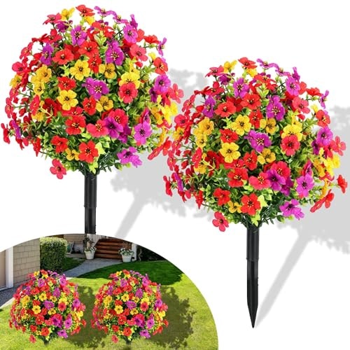 Eriqym 20" Artificial Boxwood Topiary Ball with Violet Flowers 2-Pack: $14.99 Eriqym 20" Artificial Boxwood Topiary Ball with Violet Flowers 2-Pack: $14.99