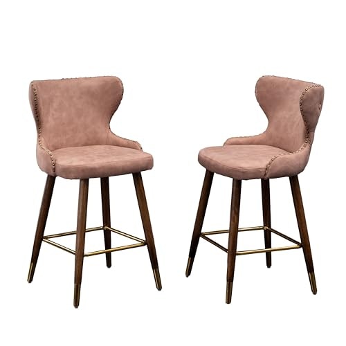 Roundhill Furniture Nevis Mid-Century Modern Faux Leather Counter Stool 2-Pack: $167.95