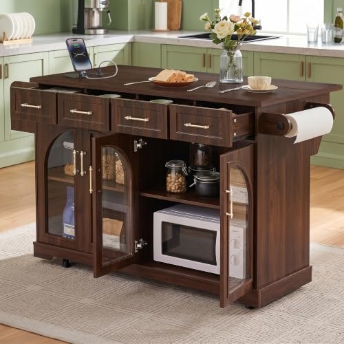 Merax 65-inch Rolling Kitchen Island with Storage: $342.90