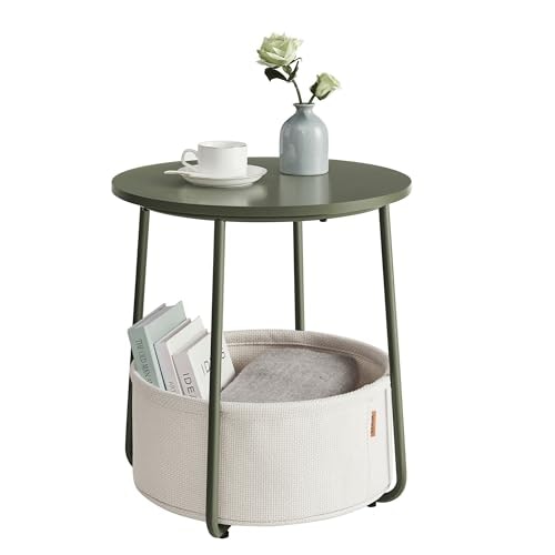Vasagle Round Side Table with Fabric Basket: $33.98 Vasagle Round Side Table with Fabric Basket: $33.98