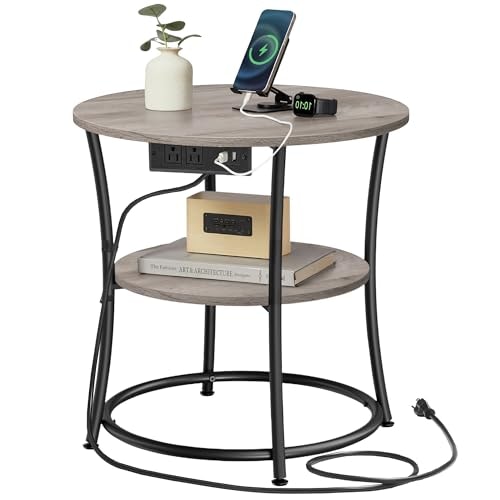 Vasagle 2-Tier Round End Table with Power Outlet: $50.84 Vasagle 2-Tier Round End Table with Power Outlet: $50.84