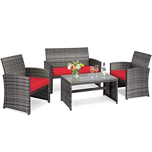 Tangkula 4-Piece Wicker Patio Conversation Set: $158.17 Tangkula 4-Piece Wicker Patio Conversation Set: $158.17