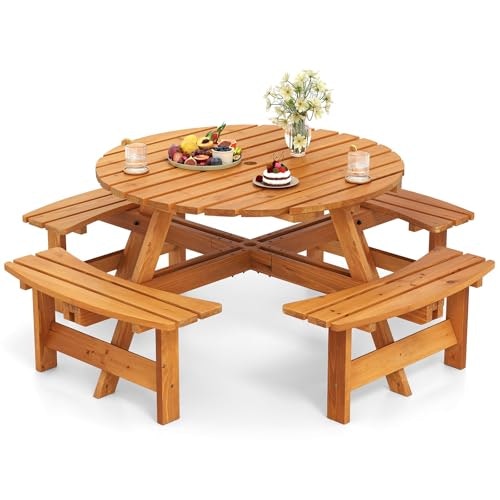 Giantex 8-Person 71-inch Round Picnic Table and Bench Set: $186.99 Giantex 8-Person 71-inch Round Picnic Table and Bench Set: $186.99