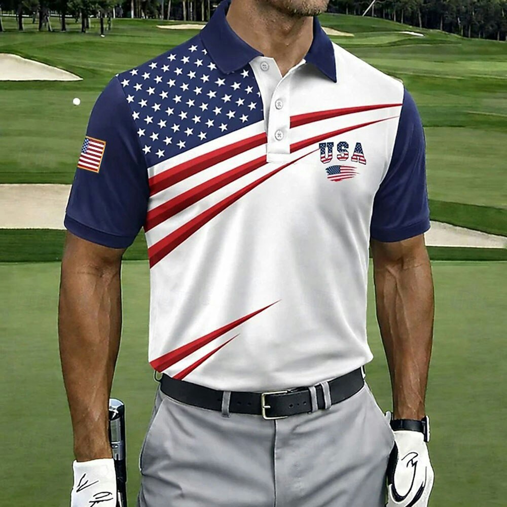 Men's Vintage Freedom Flag Polo Shirt: 2 for $8