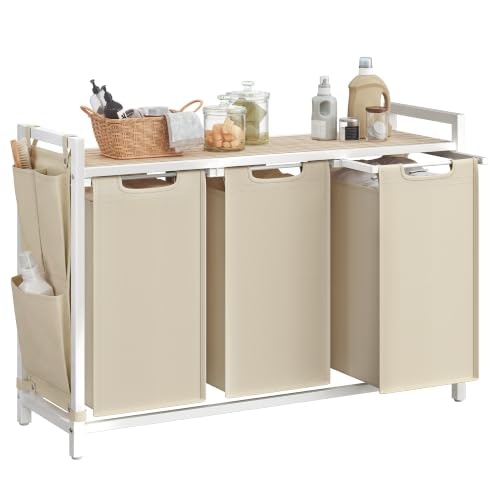 Vasagle 3-Bag Laundry Hamper with Shelf: $50.98 Vasagle 3-Bag Laundry Hamper with Shelf: $50.98