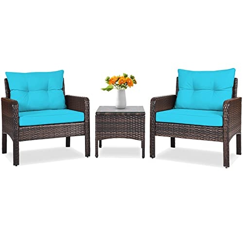 Tangkula 3-Piece Wicker Patio Furniture Set: $140.24 Tangkula 3-Piece Wicker Patio Furniture Set: $140.24