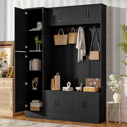 Merax Farmhouse Wood Hall Tree with Shoe Bench: $315.58