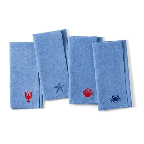 Threadmade Coastal Embroidered Napkins 4-Pack: $18.99