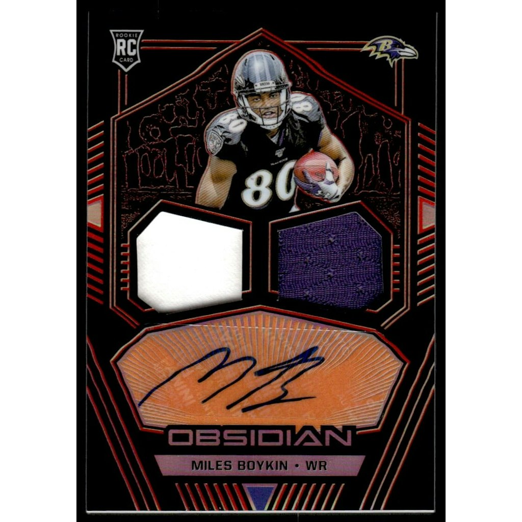 2019 Panini Obsidian Miles Boykin Rookie Jersey Ink Electric Etch Orange Card: $10.80 2019 Panini Obsidian Miles Boykin Rookie Jersey Ink Electric Etch Orange Card: $10.80