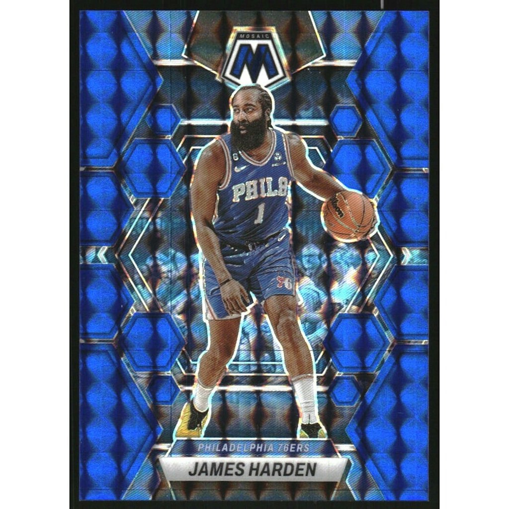 2022-23 Panini Mosaic James Harden Blue Parallel Trading Card #55: $10.80 2022-23 Panini Mosaic James Harden Blue Parallel Trading Card #55: $10.80