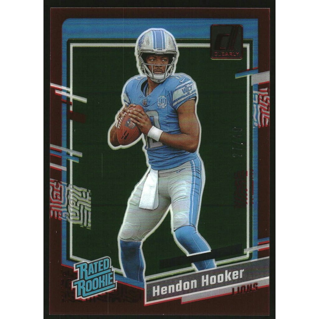 2023 Donruss Clearly Hendon Hooker Red Rookie Card: $10 2023 Donruss Clearly Hendon Hooker Red Rookie Card: $10
