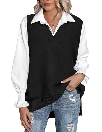 Zeagoo Women's Oversized V-Neck Knitted Sweater Vest: $22.48 Zeagoo Women's Oversized V-Neck Knitted Sweater Vest: $22.48