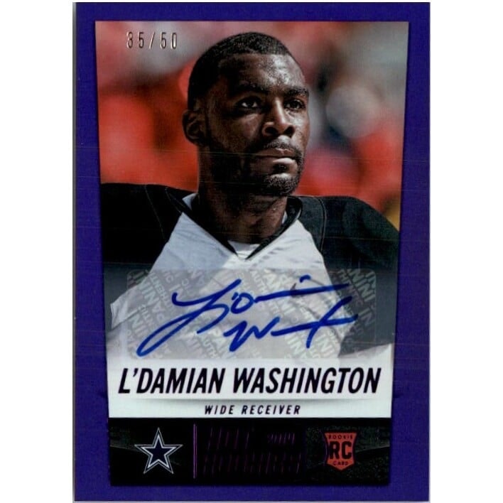 2014 Panini Hot Rookies Rookie Signatures Purple L'Damian Washington Autograph #397/50: $10.80 2014 Panini Hot Rookies Rookie Signatures Purple L'Damian Washington Autograph #397/50: $10.80