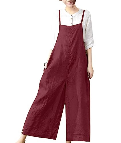 Yesno Women's Casual Loose Wide Leg Cotton Bib Overalls: $19.99 Yesno Women's Casual Loose Wide Leg Cotton Bib Overalls: $19.99