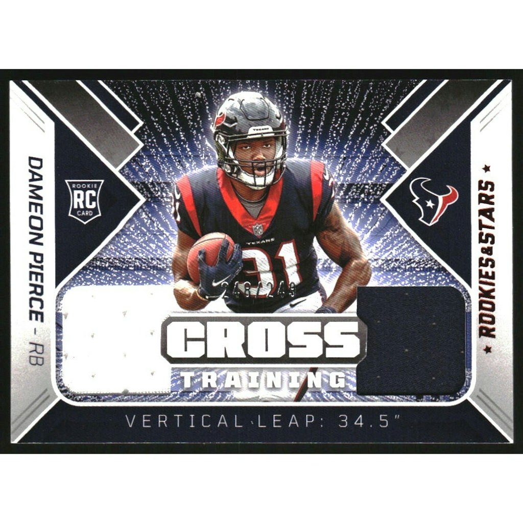 Dameon Pierce 2022 Rookies and Stars Cross Training Materials Card: $10.80 Dameon Pierce 2022 Rookies and Stars Cross Training Materials Card: $10.80