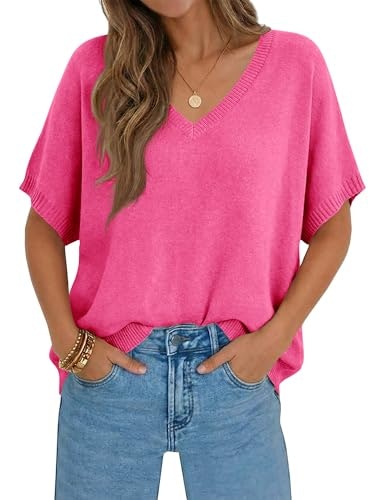 Saodimallsu Women's Oversized V-Neck Knit Pullover: $24.63