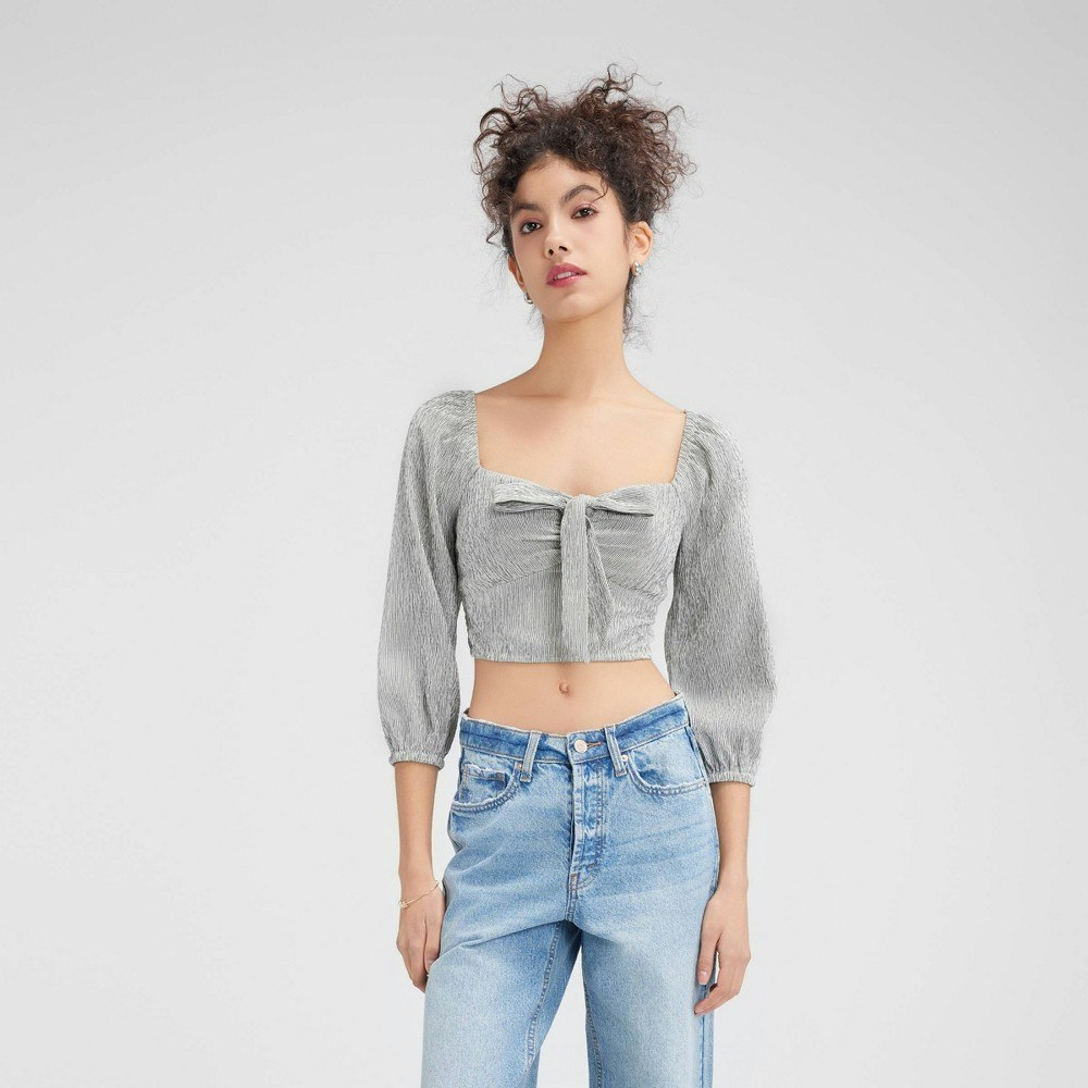 Women's Wild Fable Tie-Front Bubble Sleeve Top: $29 Women's Wild Fable Tie-Front Bubble Sleeve Top: $29